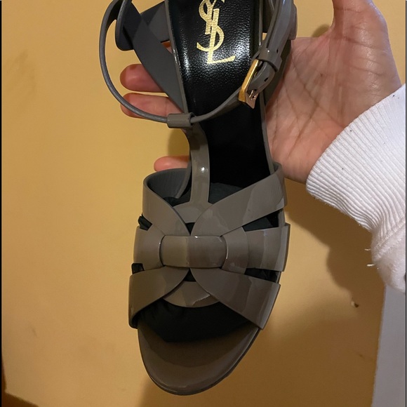 Yves Saint Laurent Shoes - Tribute Patent 120mm Platform Sandal, Fog